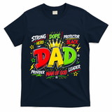 Dope Dad Man Of God Fathers Day Gift For Black Dads Juneteenth T-Shirt - Navy