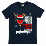 Dasher Dancer Prancer Vixen Moscato Vodka Tequila Blitzen Gift T-Shirt - Navy Blue
