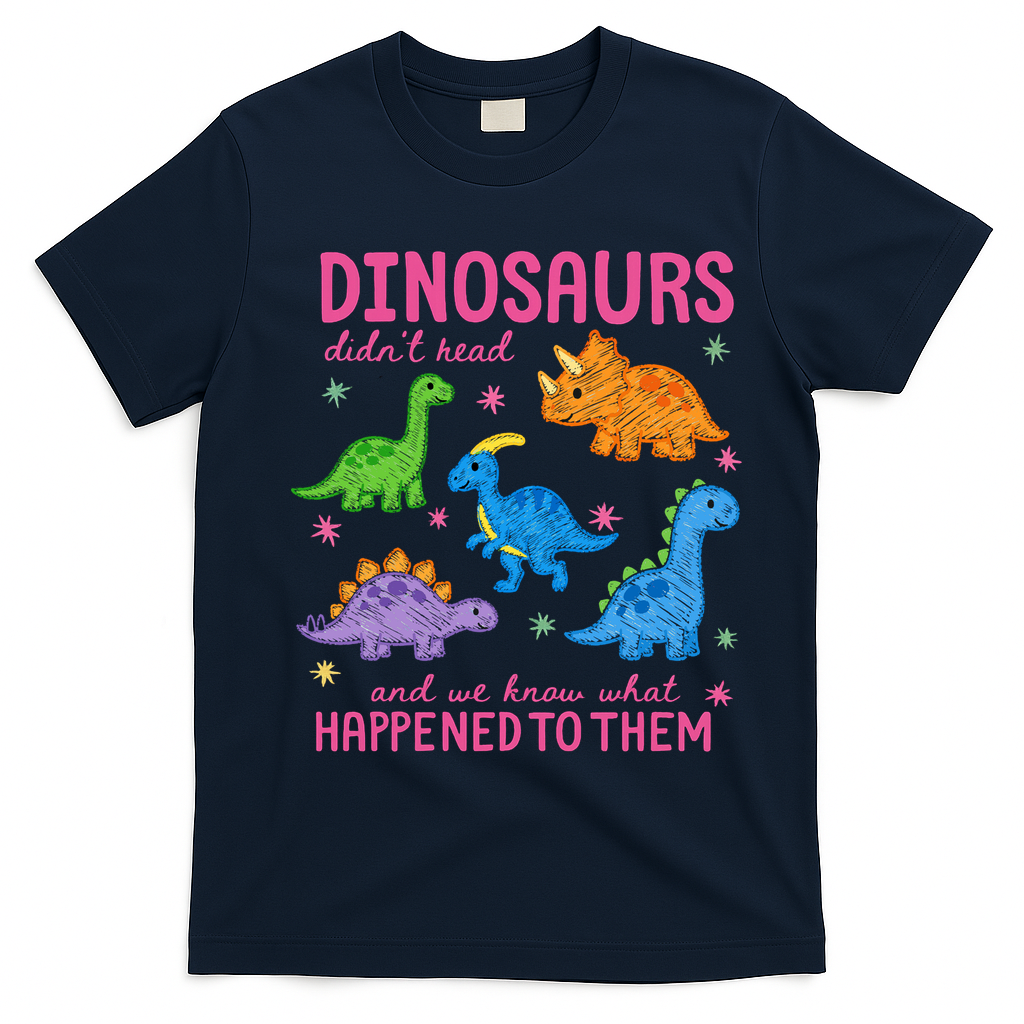Dinosaurs Didn’t Read T-Shirt - Navy Blue