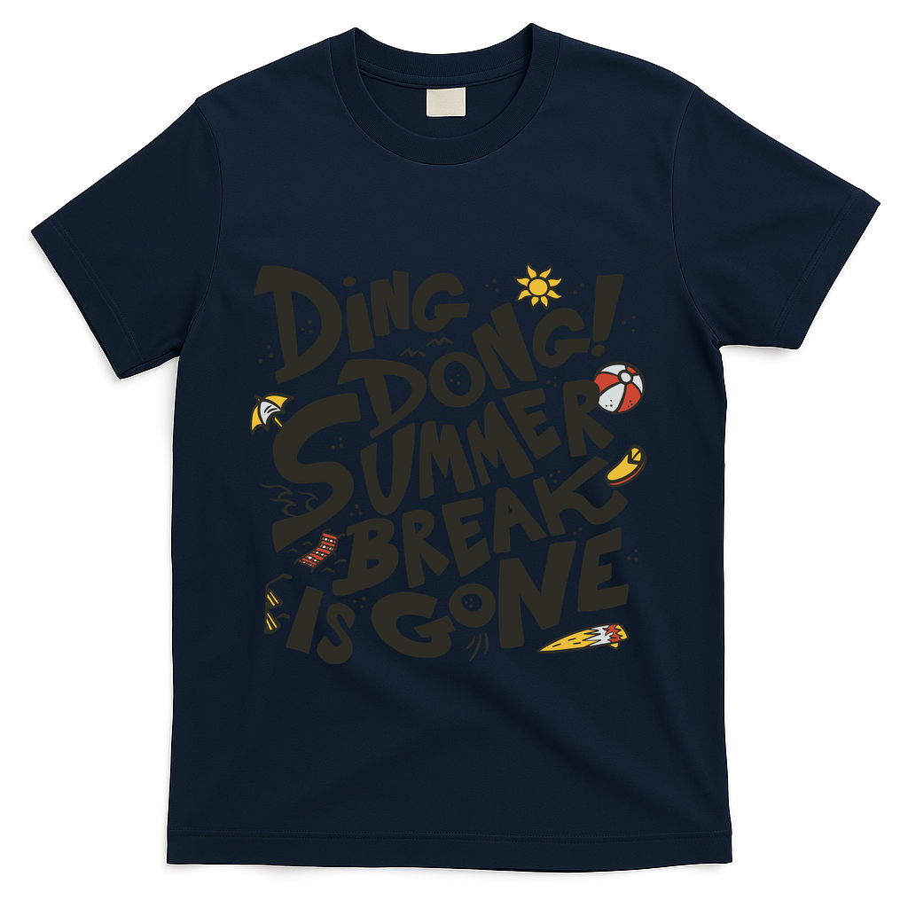 Ding Dong Summer Break Is Gone T-Shirt - Navy