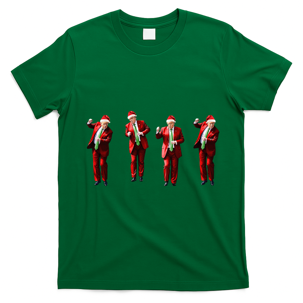 Dancing Donald Trump Santa Christmas Dance T-Shirt - Irish Green