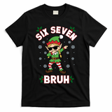 Dabbing Elf Six Seven Bruh Christmas 67 Meme Xmas T-Shirt - Black