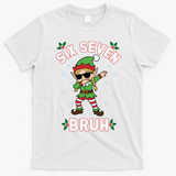 Dabbing Elf Six Seven Bruh Christmas 67 Meme Xmas T-Shirt - White