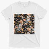 Dark Floral Jungle Cats - White