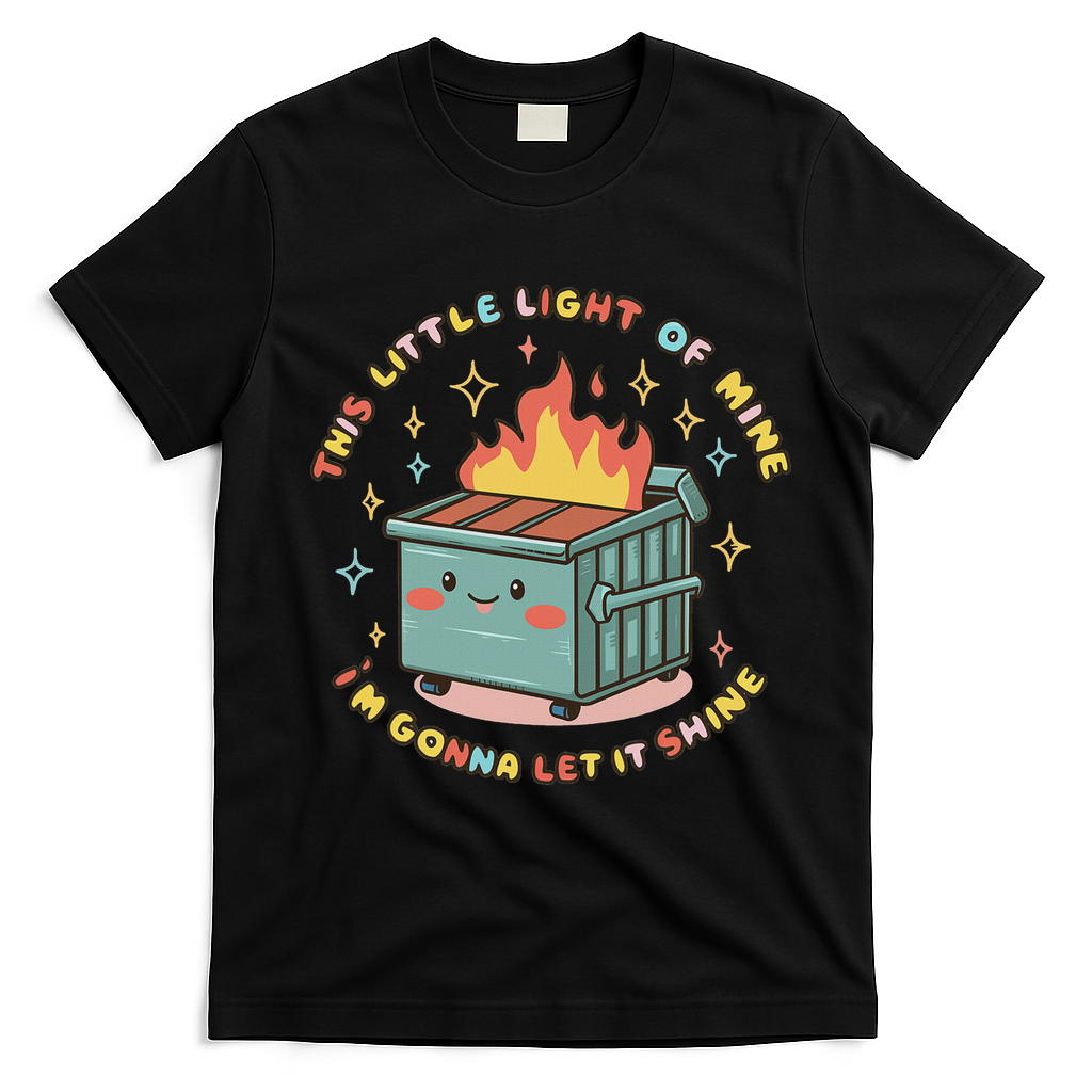 Dumpster Fire Light I'm Gonna Let It Shine Halloween T-Shirt - Black