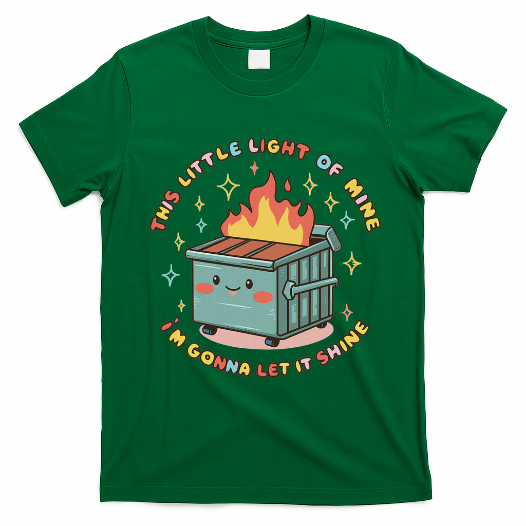Dumpster Fire Light I'm Gonna Let It Shine Halloween T-Shirt - Irish Green