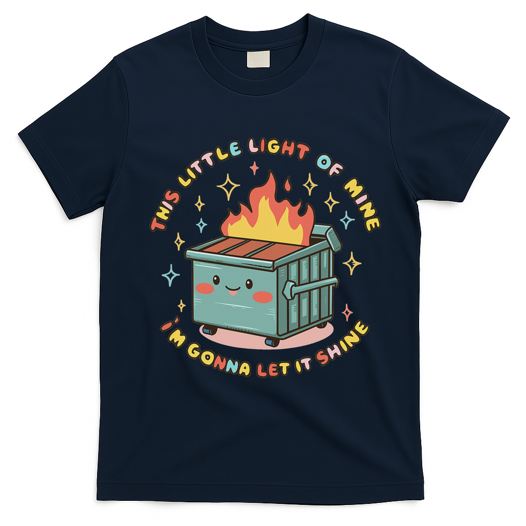 Dumpster Fire Light I'm Gonna Let It Shine Halloween T-Shirt - Navy Blue