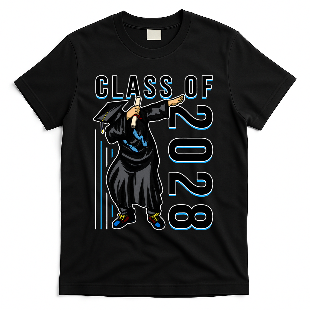 Dabbing Graduation Class Of 2028 T-Shirt - Black
