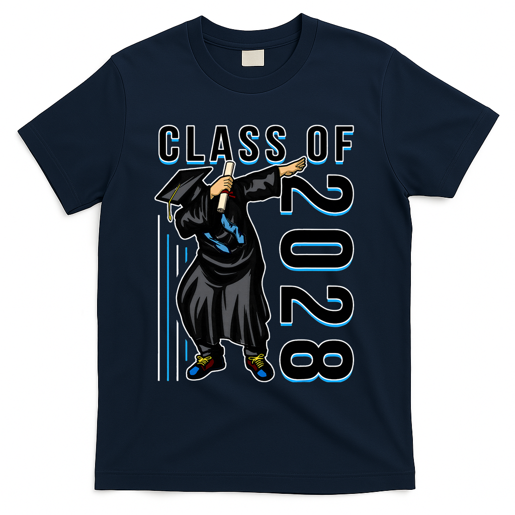 Dabbing Graduation Class Of 2028 T-Shirt - Navy
