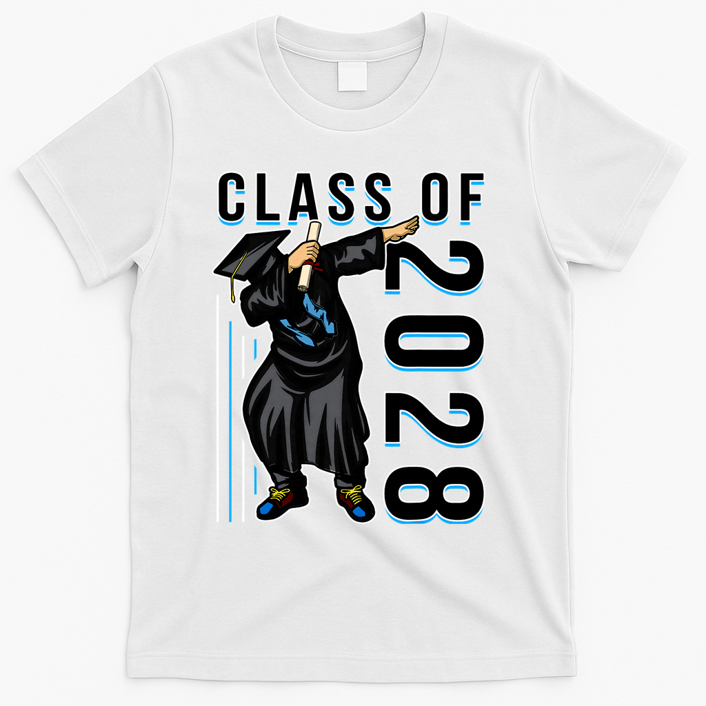 Dabbing Graduation Class Of 2028 T-Shirt - White