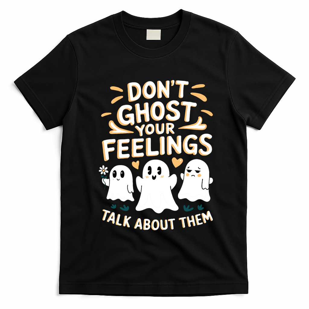 DonT Ghost Your Feelings Halloween Mental Health T-Shirt - Black