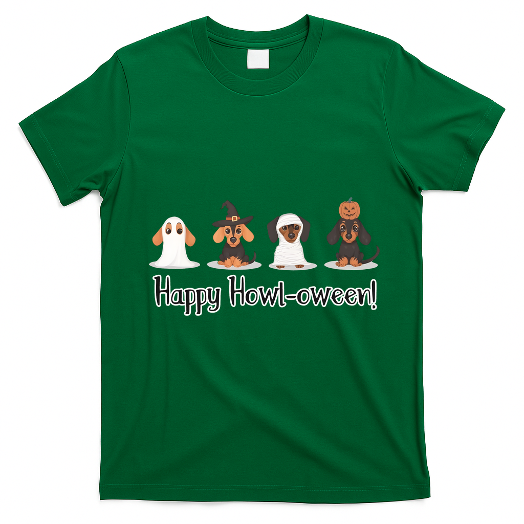 Dachshund Halloween Funny Witch Dog Lover Halloween Spooky Season T-Shirt - Irish Green