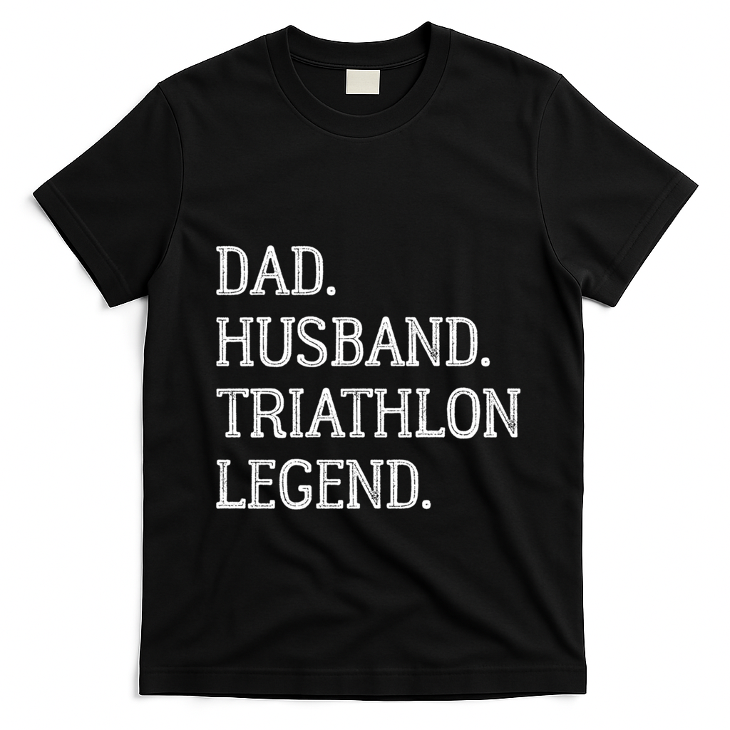 Dad Husband Triathlon Legend Vintage Triathlon Dad Gift T-Shirt - Black