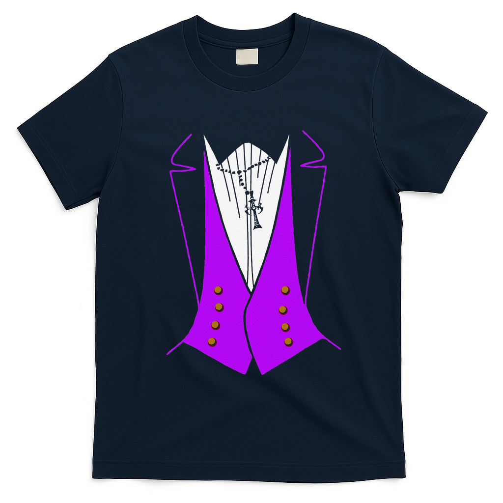 Dracula Halloween Tuxedo Costume Funny Party T-Shirt - Navy Blue