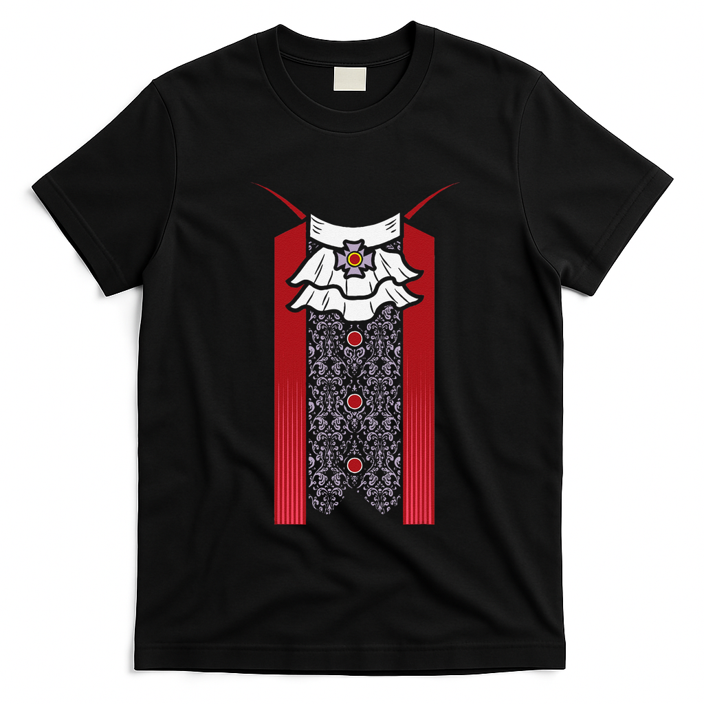 Dracula Halloween Tuxedo Vlad Tepes Costume V2 T-Shirt - Black