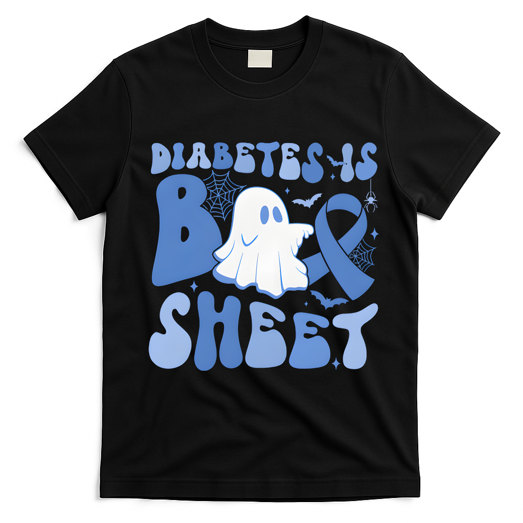 Diabetes Is Boo Sheet Halloween Diabetes Awareness T-Shirt - Black