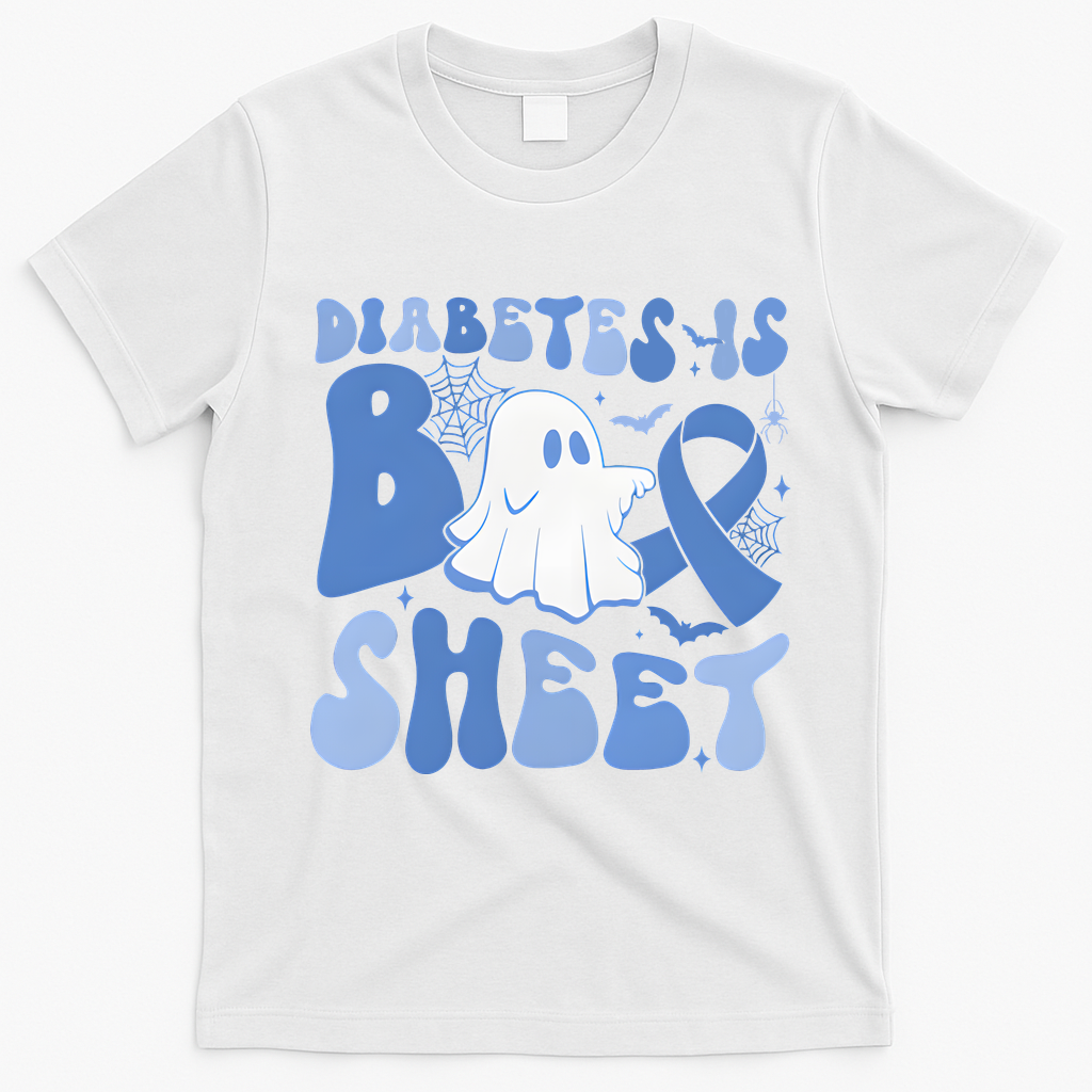 Diabetes Is Boo Sheet Halloween Diabetes Awareness T-Shirt - White