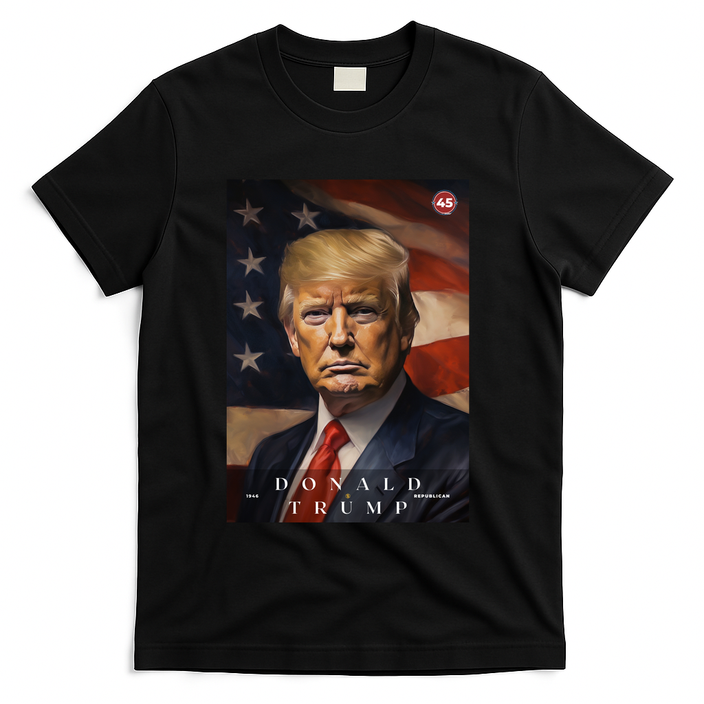 Donald J Trump 45th President Of The United States Portrait T-Shirt - Black