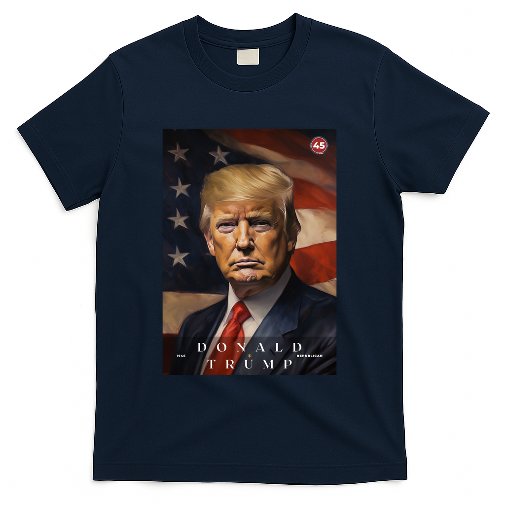 Donald J Trump 45th President Of The United States Portrait T-Shirt - Navy