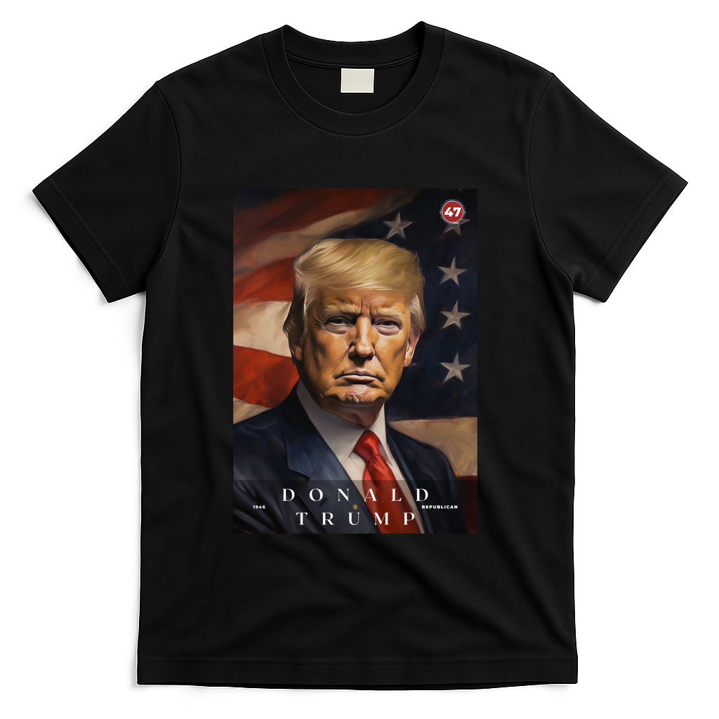Donald J Trump 47th President Of The United States Portrait T-Shirt - Black