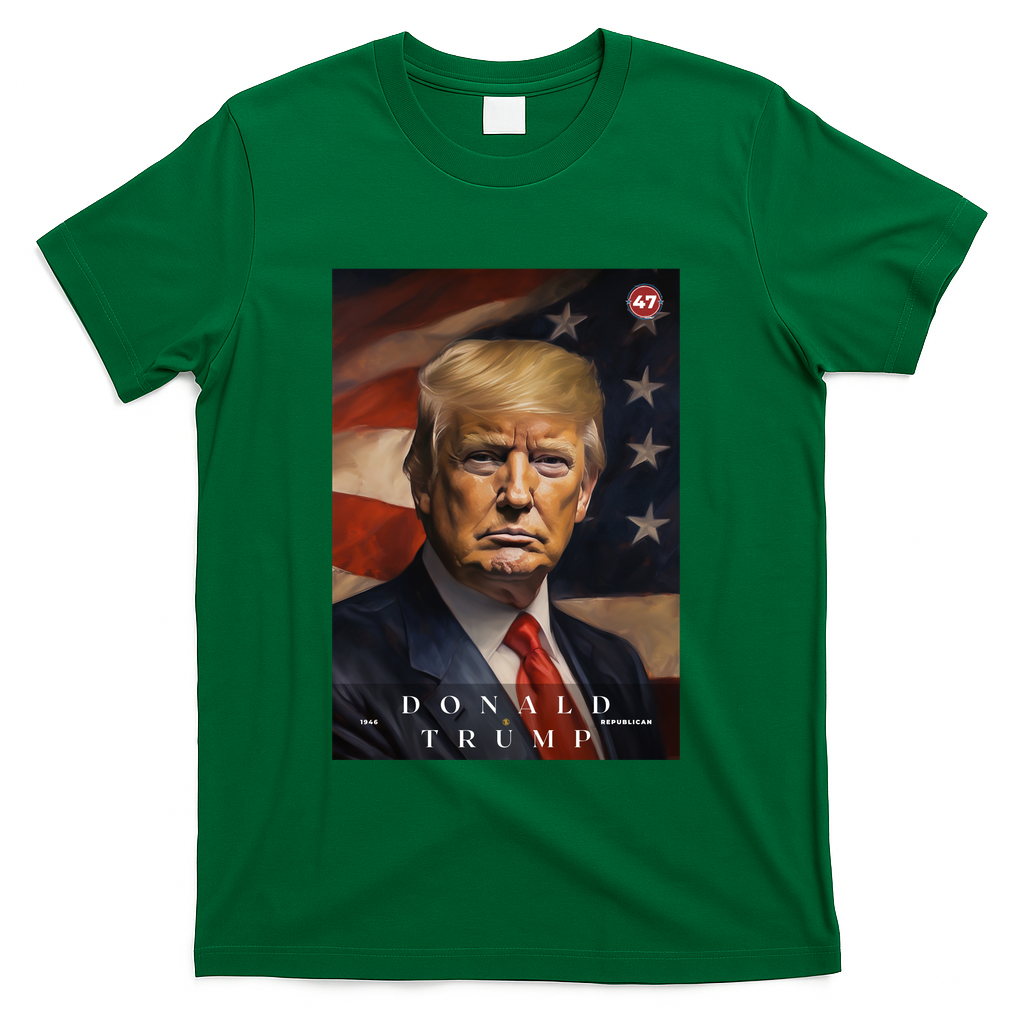 Donald J Trump 47th President Of The United States Portrait T-Shirt - Green