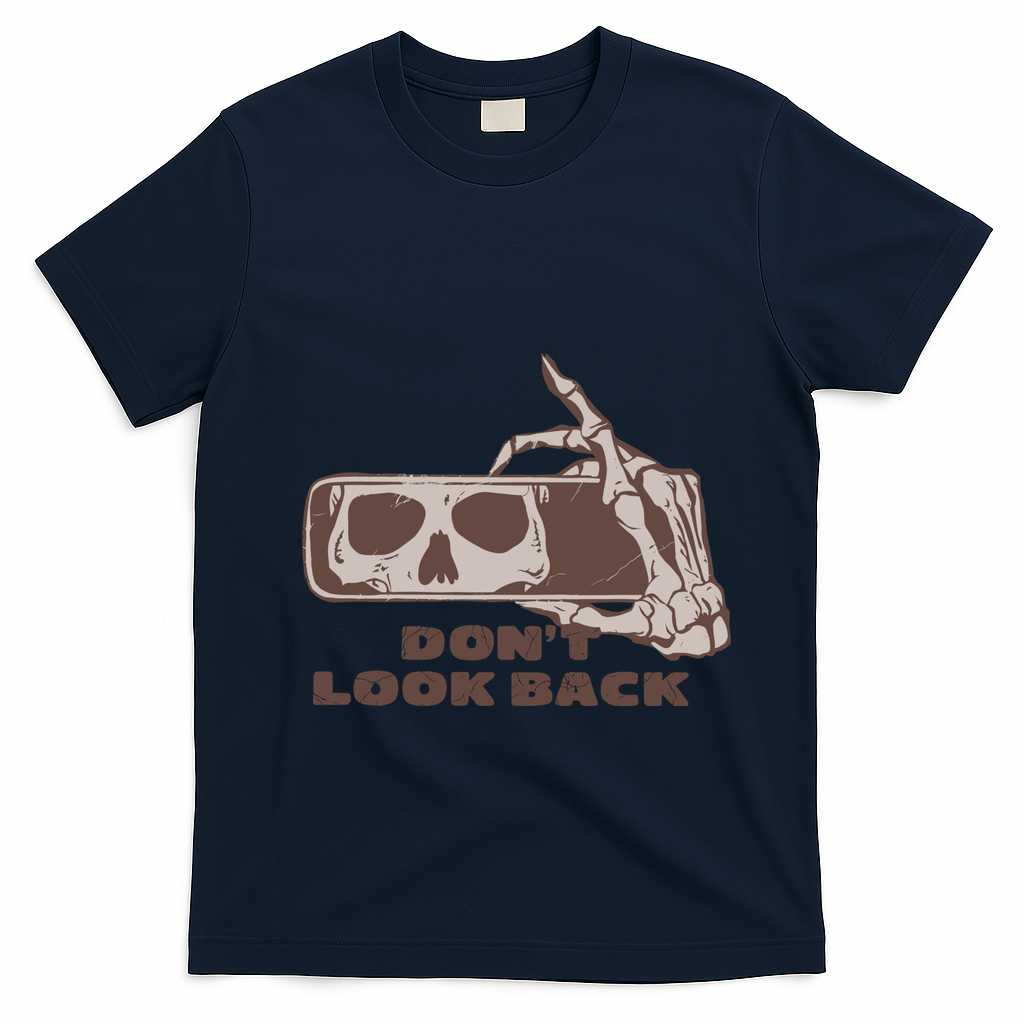 DonT Look Back Skeleton Car Mirror Transparent T-Shirt - Navy Blue