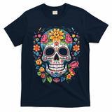 De Los Muertos Day Of The Dead Sugar Skull Halloween T-Shirt - Navy Blue