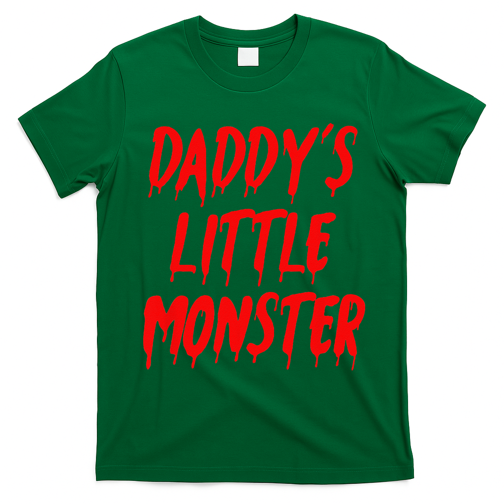 Daddys Little Monster Halloween Blood Red T-Shirt - Irish Green