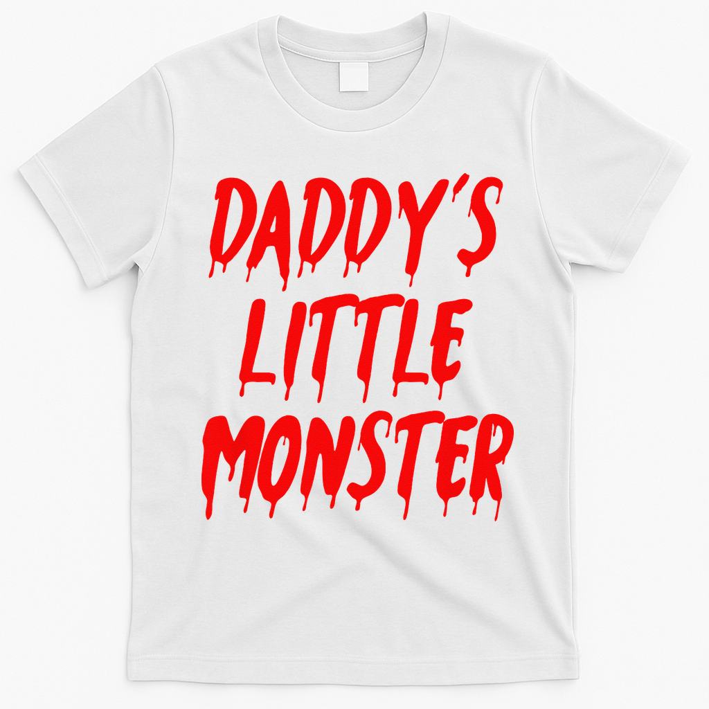 Daddys Little Monster Halloween Blood Red T-Shirt - White