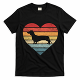 Dachshund Lover Owner Funny Gift Retro Sunset Dog Silhouette Mom Gift T-Shirt - Black