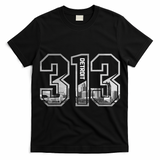Detroit Michigan 313 Area Code Pride Skyline T-Shirt