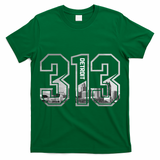 Detroit Michigan 313 Area Code Pride Skyline T-Shirt