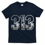 Detroit Michigan 313 Area Code Pride Skyline T-Shirt