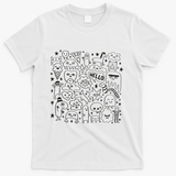 Doodle Monsters Black Outline - White