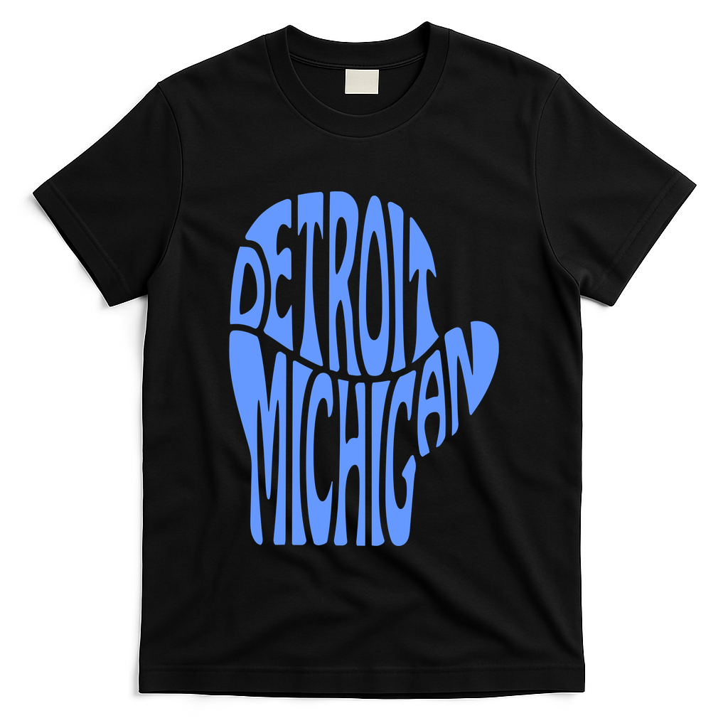 Detroit Michigan Mitten Shaped Word Art T-Shirt