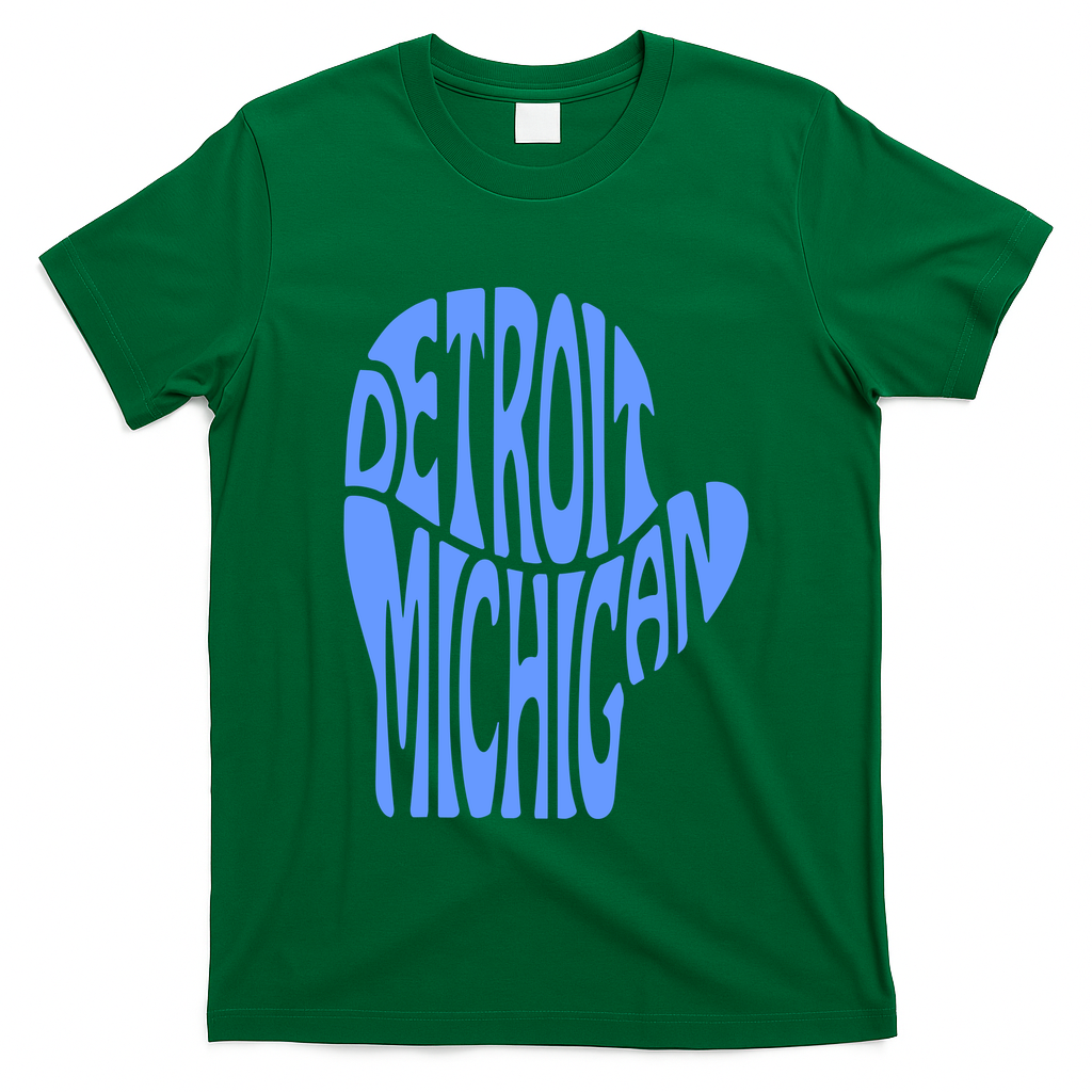 Detroit Michigan Mitten Shaped Word Art T-Shirt