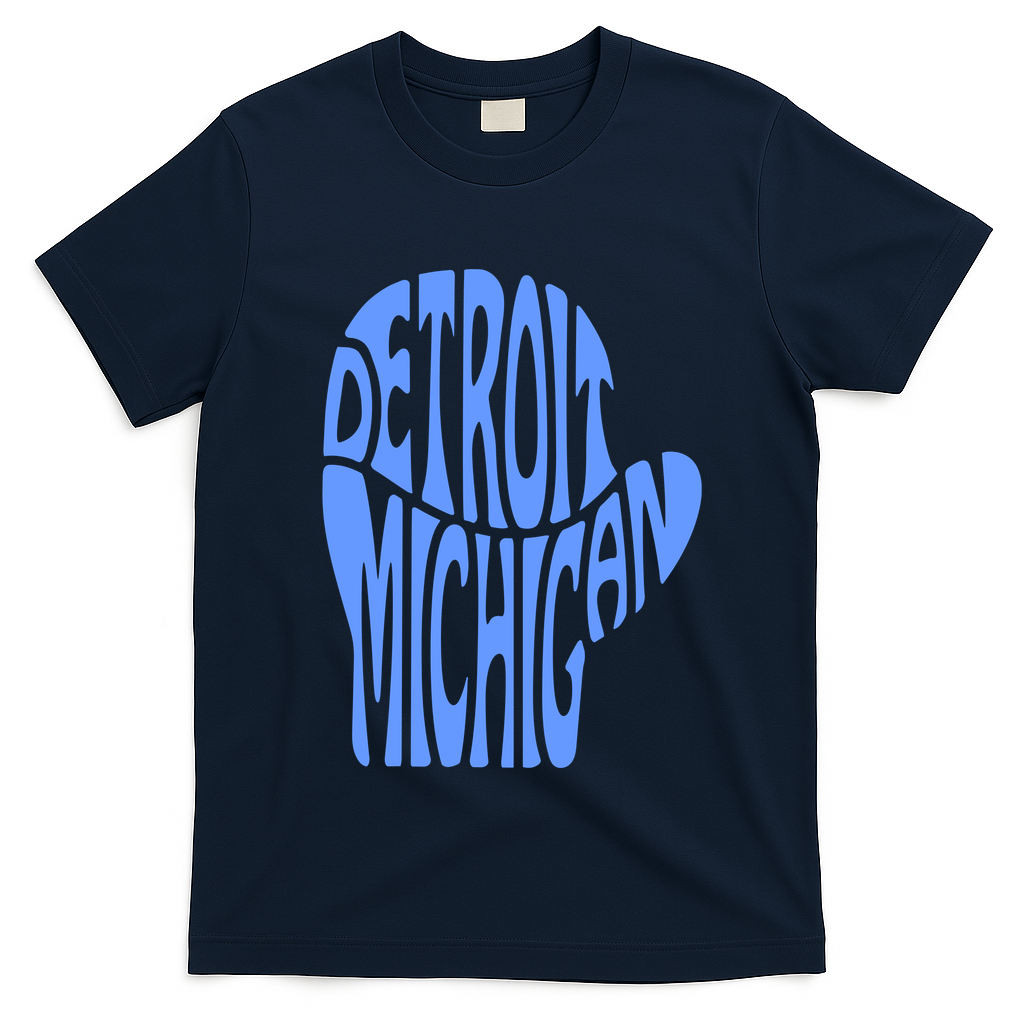 Detroit Michigan Mitten Shaped Word Art T-Shirt