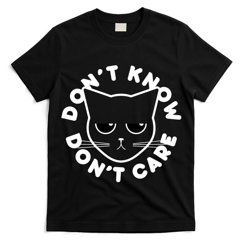 Don't Know Don't Care Funny Cat T-Shirt