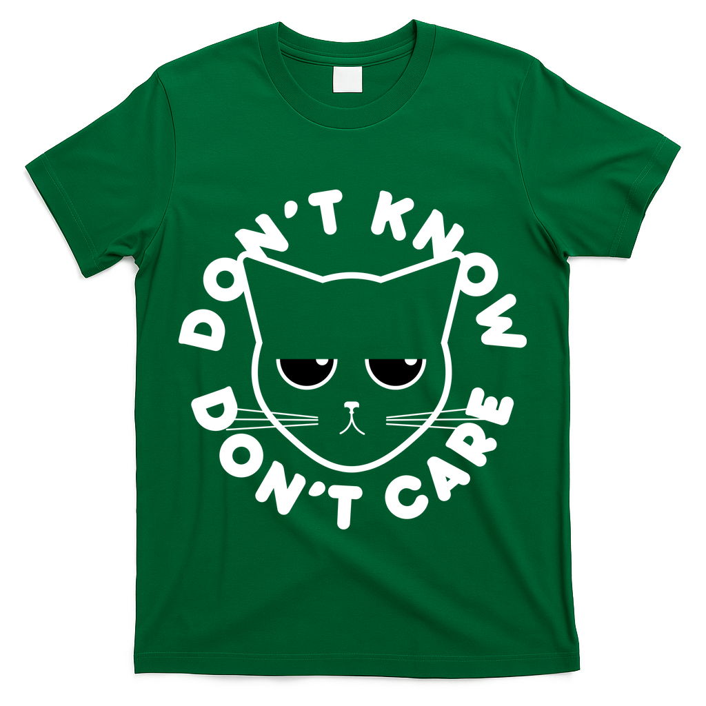 Don't Know Don't Care Funny Cat T-Shirt
