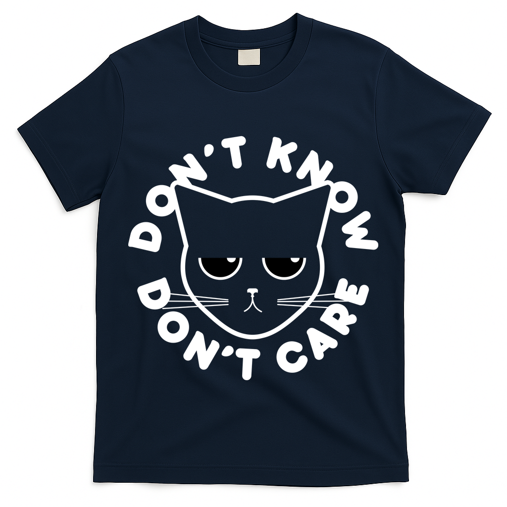 Don't Know Don't Care Funny Cat T-Shirt