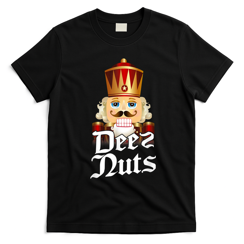 Deez Nuts Nutcracker Nut Funny Xmas Christmas Pajama Family T-Shirt - Black