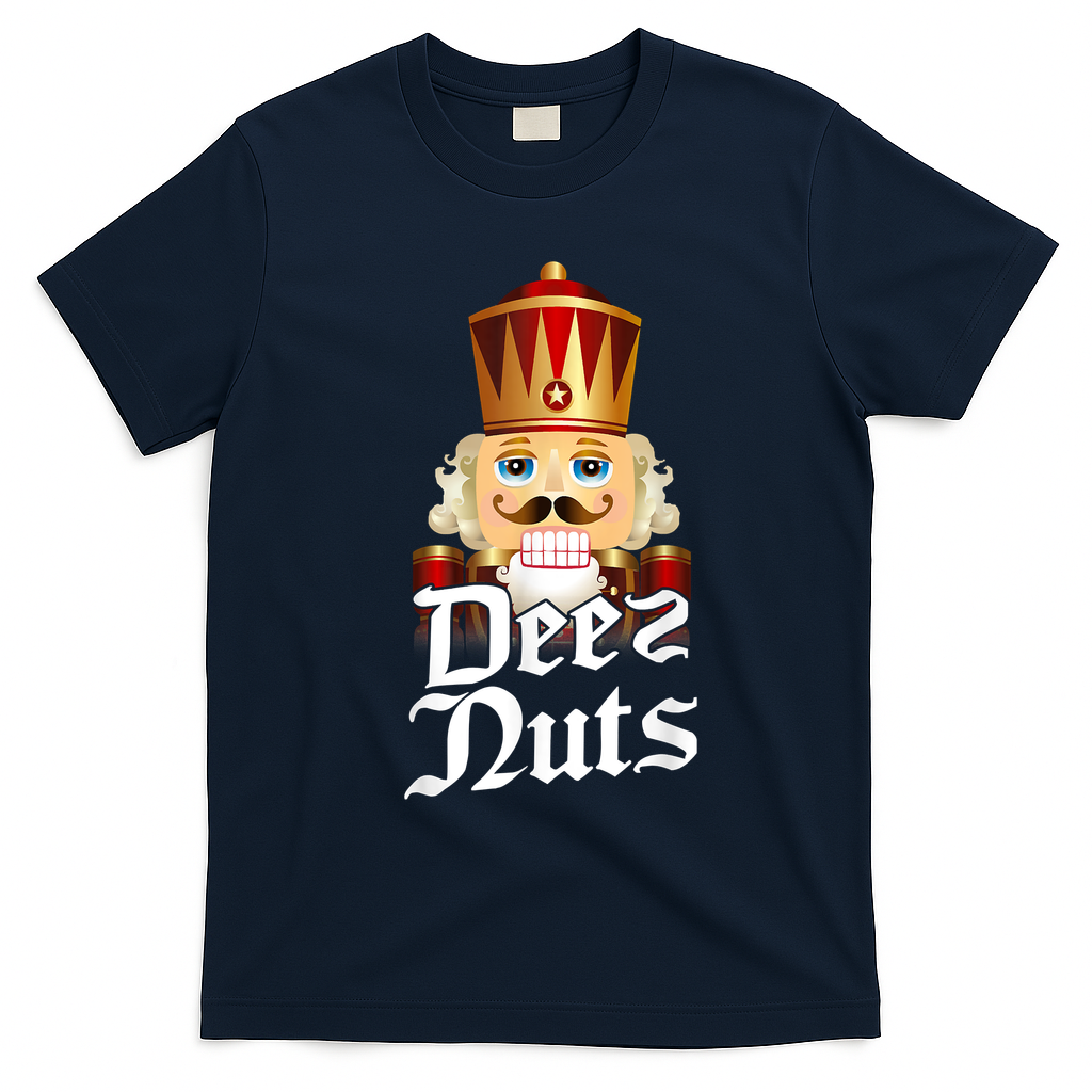 Deez Nuts Nutcracker Nut Funny Xmas Christmas Pajama Family T-Shirt - Navy Blue