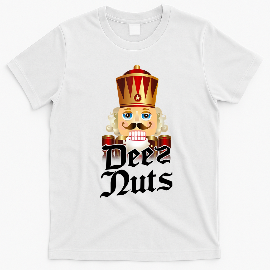 Deez Nuts Nutcracker Nut Funny Xmas Christmas Pajama Family T-Shirt - White