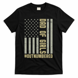 Dad of Girls Outnumbered Patriotic Graphic Clothing T-Shirt - Black