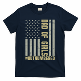 Dad of Girls Outnumbered Patriotic Graphic Clothing T-Shirt - Navy