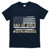 Dad Of Girls Outnumbered American Flag T-Shirt - Navy
