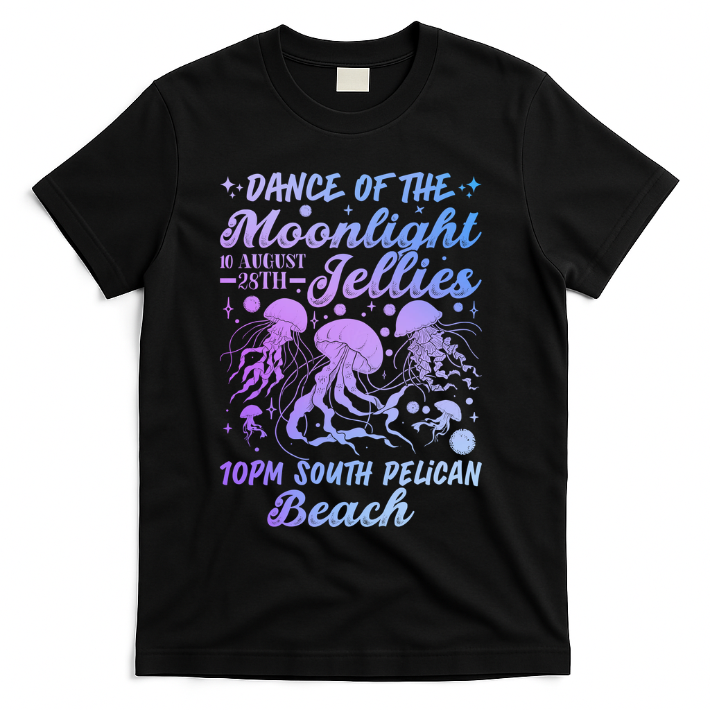 Dance Of The Moonlight Jellies Stardew Valley Pelican Beach T-Shirt - Black