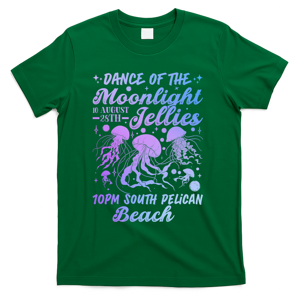 Dance Of The Moonlight Jellies Stardew Valley Pelican Beach T-Shirt - Green