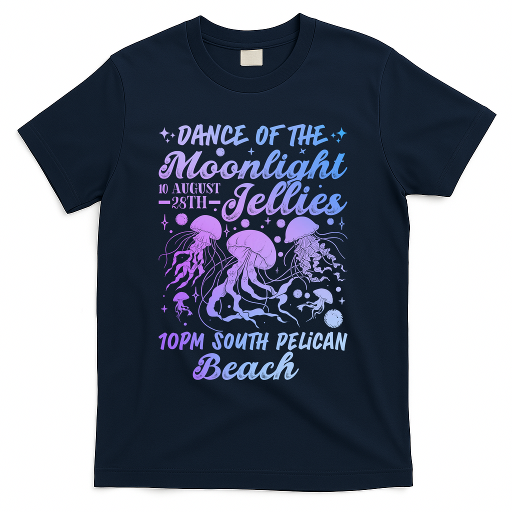 Dance Of The Moonlight Jellies Stardew Valley Pelican Beach T-Shirt - Navy