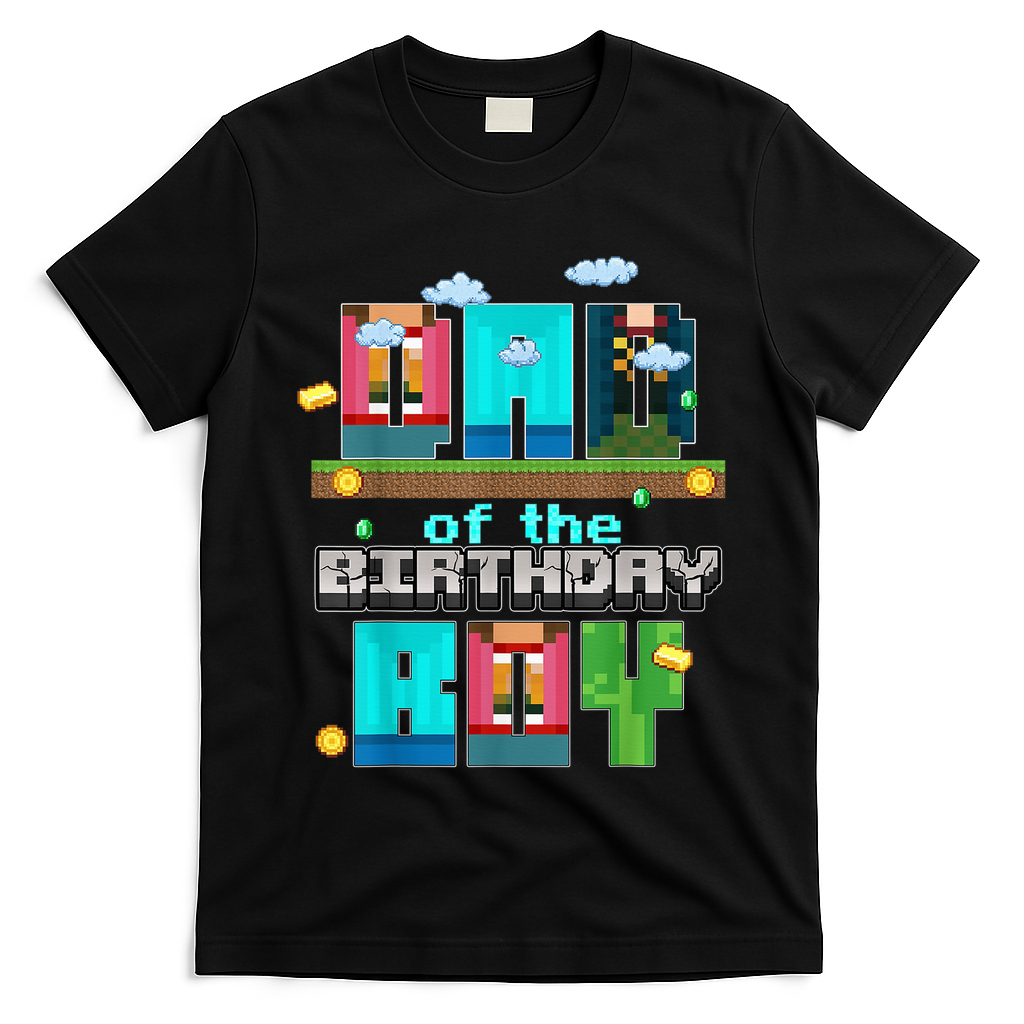 Dad Of The Birthday Boy Video Game Pixel T-Shirt